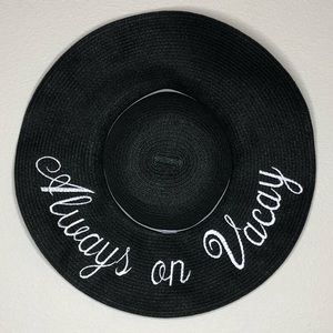 Always on Vacay Floppy Beach/ Sun Hat Black/ White